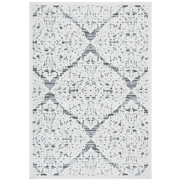 SAFAVIEH Cabana Kyleigh Diamond Indoor/Outdoor Area Rug, Ivory/Grey, 6' x 9'