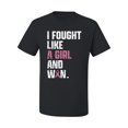 thumbnail image 2 of Wild Bobby I Fought Like A Girl and Won Breast Cancer Awareness Men Tee, Black, Small, 2 of 6