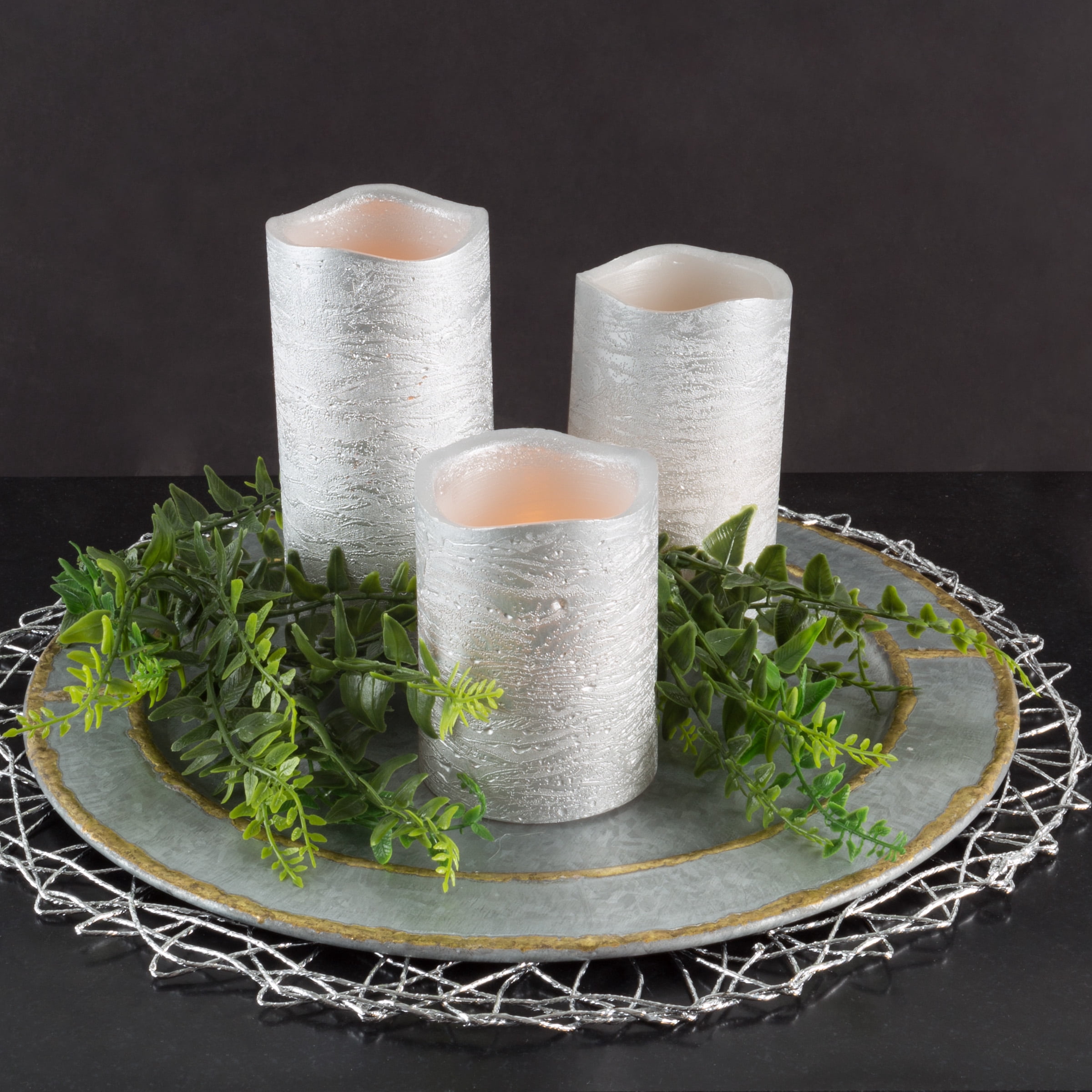 Lavish Home 6-Pack Battery-Operated LED Flameless Candles with Remote (Silver)