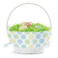 thumbnail image 4 of Personalized Planet Boys Polka Dot Liner with Custom Name Printed in Blue Letters on White Woven Spring Easter Basket with Collapsible Handle for Egg Hunt or Book Toy Storage, 4 of 6