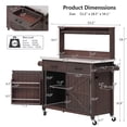 thumbnail image 3 of DTTRA 54.1" Solid Wood Outdoor Kitchen Island Cart with Stainless Steel Top, Brown, 3 of 9