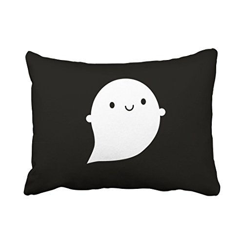 RYLABLUE Cartoon Vintage Happy Halloween Ghost Black And White Simple Pattern Polyester 20 x 30 Inch Rectangle Throw Pillow Covers With Hidden Zipper Home Sofa Cushion Decorative Pillowcases