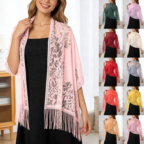 CAIXIA Elegant Lace Shawl Wrap, Wedding Bridesmaid Cover Up, Formal Stole for Evening Dress Cheongsam Banquet