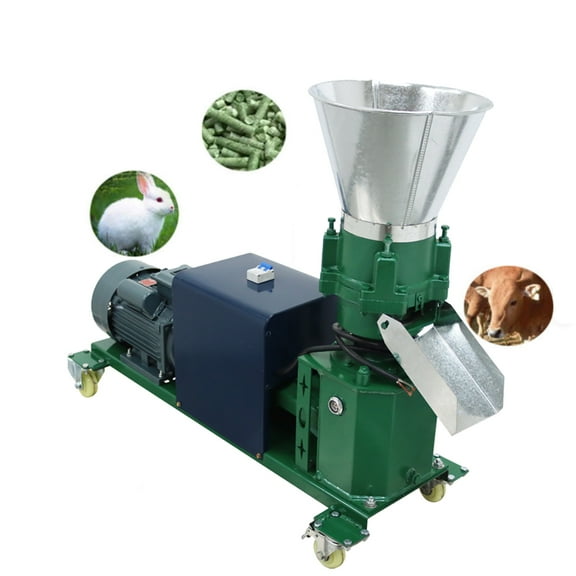 6MM Chicken Feed Pellet Mill Machine Animal Poultry Livestock Pellet Making Machine with 4 Head Press Rollers 220V