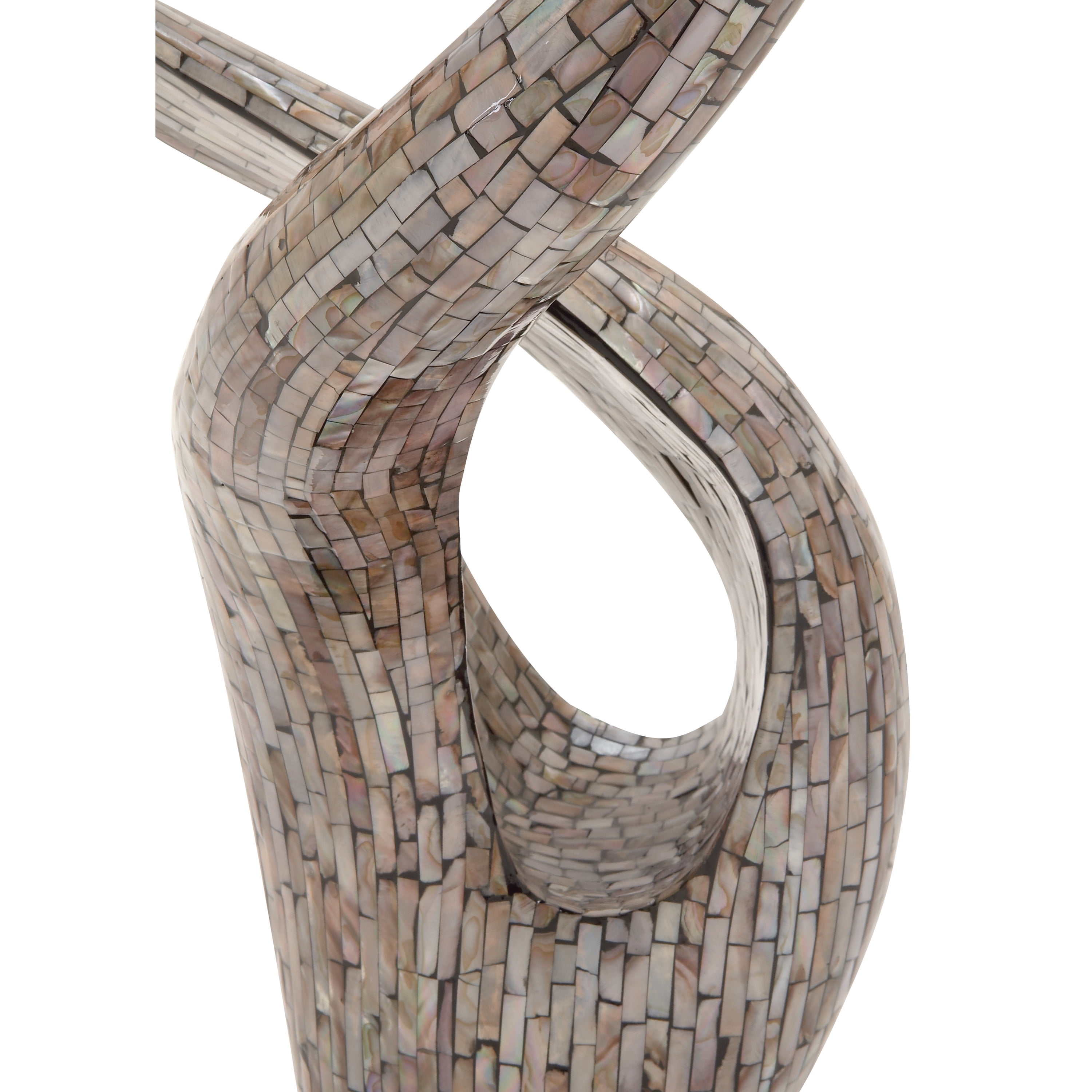 12" x 30" Gray Mother of Pearl Swirl Abstract Sculpture with Black Base, by DecMode