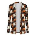 thumbnail image 3 of Womens Halloween Printed Open Front Cardigan Casual Long Sleeve Loose Fit Cute Spooky Pattern Cardigans, 3 of 6