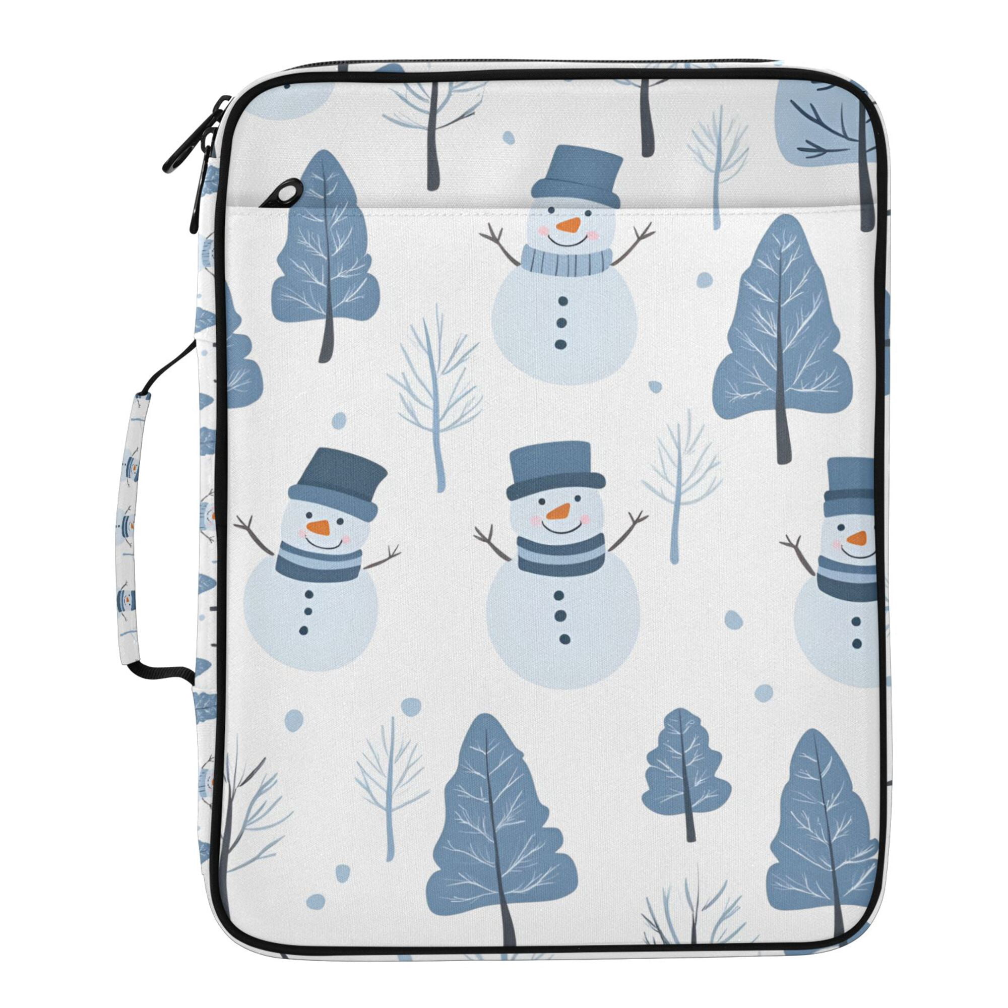FORMRS Accordion File Folder A4 Size 7-Pocket Expanding Document Organizer Bag with 3 Ring Binder, White Snowman