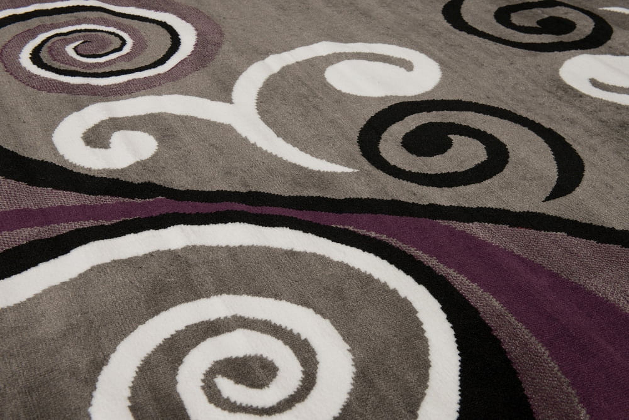 Designer Home Soft Transitional Indoor Modern Area Rug Curvy Swirls  - Actual Size: 5' 3" x 7' 2" Rectangle (Grey) - image 3 of 5