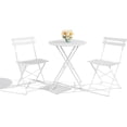 thumbnail image 1 of Mobilier de Patio Ensemble Bistro Pliable 3 Pcs, Mobilier de Patio en Métal Toutes Saisons avec une Table Ronde et 2 Chaises, Ensemble de Conversation Intérieur Extérieur pour Balcon, Jardin, Terrasse, Cour, Blanc, 1 of 9