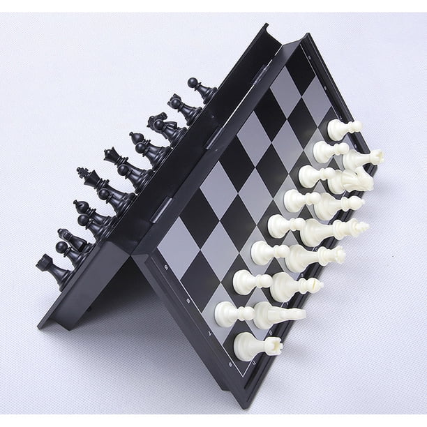 Tablero de ajedrez plegable magnético compacto de 25x25 cm con juego completo de 34 piezas de ajedrez