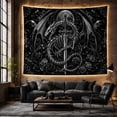 thumbnail image 6 of Skeletal Dragon with Sword Under Full Moon, Dramatic Gothic Style for Dragon Lovers, Dark Fantasy Wall Art, Halloween Gift, Tapestry Wall Hanging for Bedroom and Dorm, 6 of 7