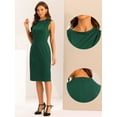 thumbnail image 2 of DARING DIVA Stand Collar Knee Length Sheath Dresses M Dark Green, 2 of 6
