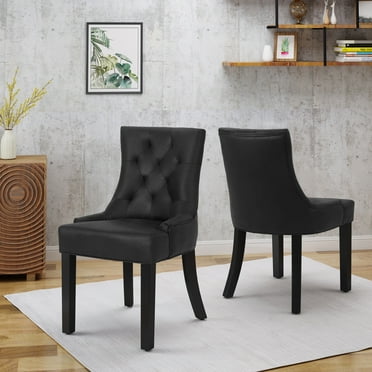 Noble House Traditional Microfiber Dining Chairs , Black, Dark Brown