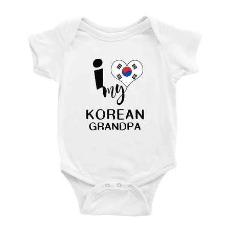 

I Heart My Korean Grandpa Korea Love Flag Baby One-Pieces (White 18-24 Months)