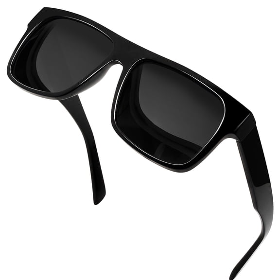 KANASTAL Sunglasses for Women Men Polarized, Acetate Temple Top Flat Black Sun Glasses UV400 Protection Driving Fishing Summer Beach Vacation