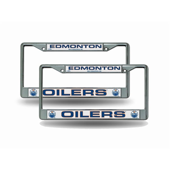 Edmonton Hockey Oilers Chrome Metal License Plate Frame - Set of 2 Frames