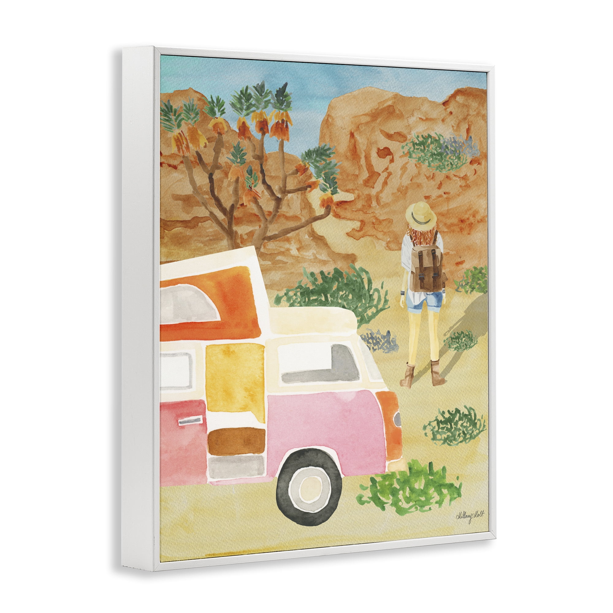 Stupell Industries Mojave Desert Road Trip White Framed Giclee Art, design by Hillary Holt
