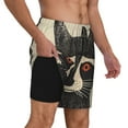 thumbnail image 2 of Logiee Retro Raccoon Graphic Print Print Men's Swim Trunk,Quick Dry Board Shorts ,Men's Swim Trunks with Compression Liner, Bathing Suits with Pockets-3X-Large, 2 of 6