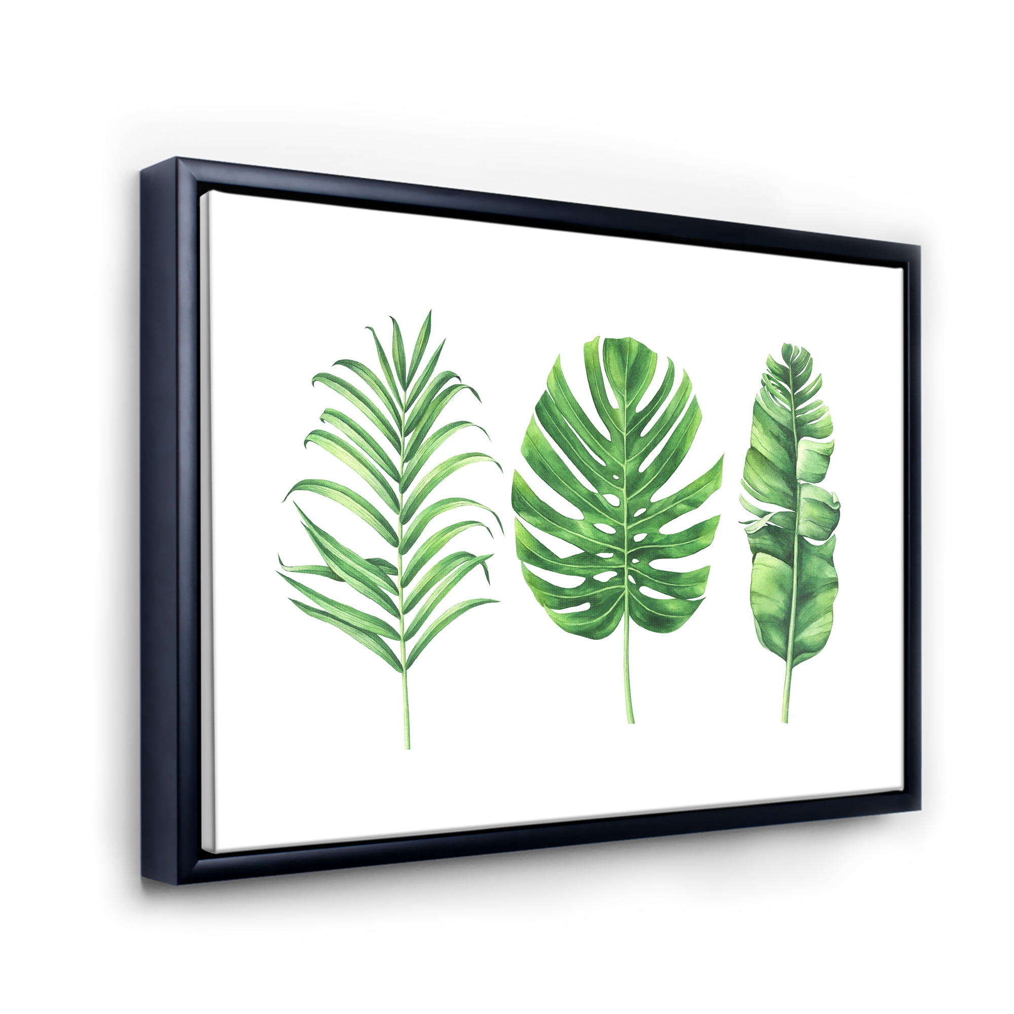 Designart 'Close Up Of Tropical Leaf Of Monstera IV' Farmhouse Framed Canvas Wall Art Print