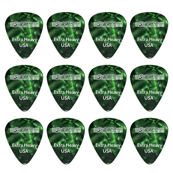 Guitar Picks 12 Piece 1.2mm Celluloid Extra Heavy Gauge Pick for Acoustic Electric Bass Guitar Natural Feel Warm Tone Puas Para Guitarra - G PICK EXH Green 12PK