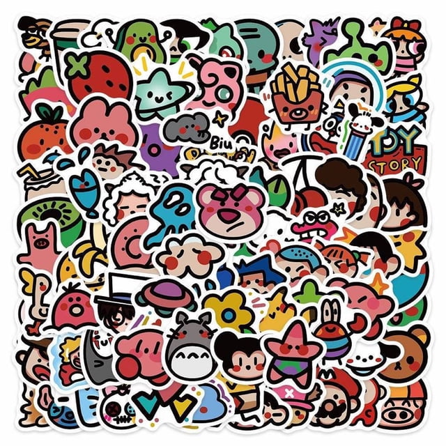 Calcomanías de PVC con dibujos animados de anime de estilo antiguo, 90 unidades