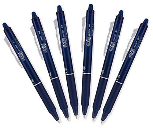 Pilot FriXion Clicker Retractable Erasable Gel Pens, Fine Point, Navy Blue Ink, 6 Pack