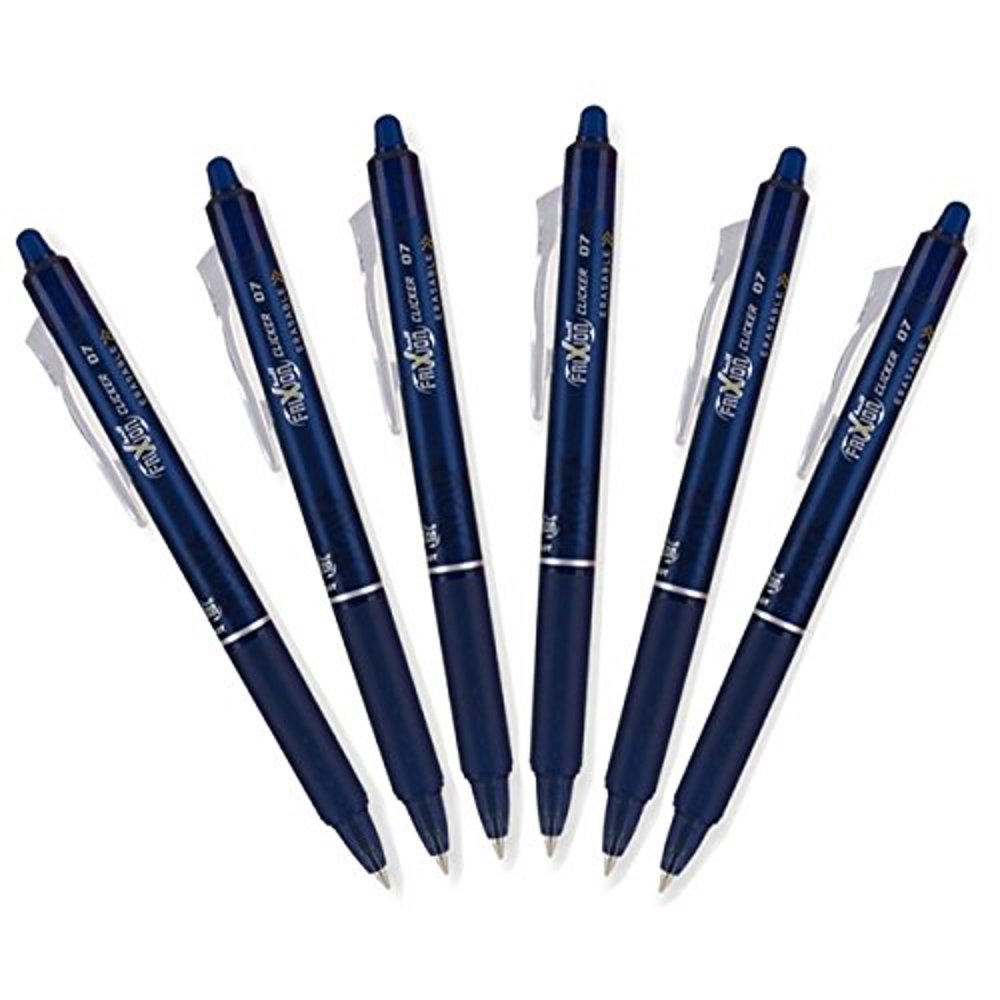 Pilot FriXion Clicker Retractable Erasable Gel Pens, Fine Point, Navy Blue Ink, 6 Pack Walmart