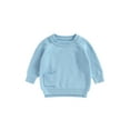 thumbnail image 1 of xiaxaixu Pull pour Bébé, Manches Longues Col Rond Solide Hiver Chaud Pull Tricoté Vêtements pour Filles Garçons, 1 of 8