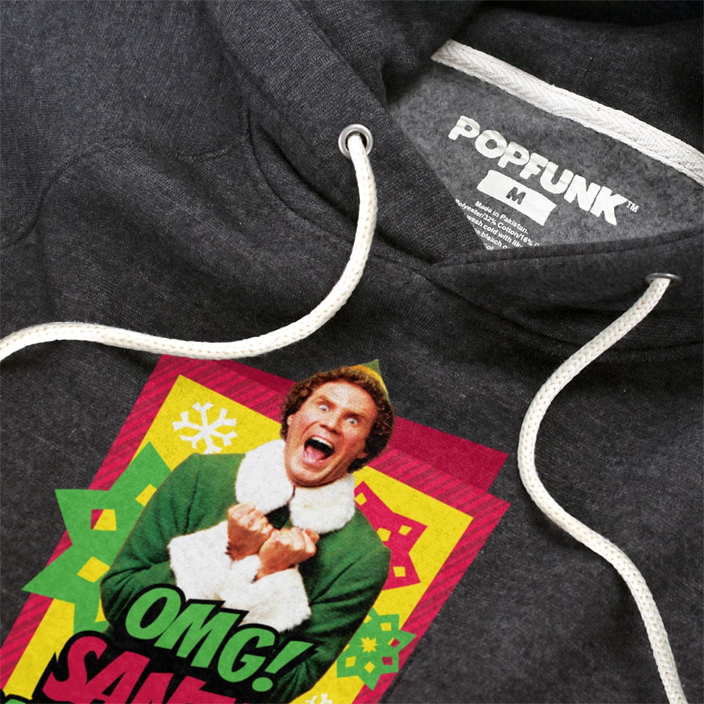 Elf Santa's Coming! I Know Him! Unisex Adult Slim Fit Pull-Over Heather Hoodie, Charcoal, Small