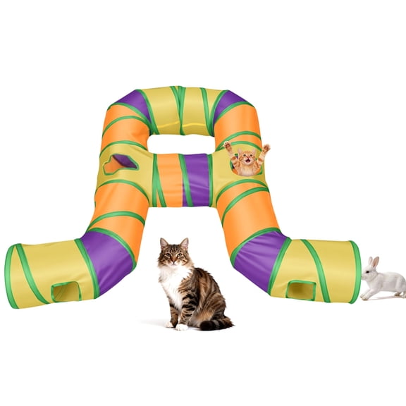 PETIZER Collapsible Cat Tunnel Toy, Washable & Tear-Resistant Interactive Pet Tube with Dangling Ball for Indoor Cats and Kittens