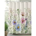 thumbnail image 2 of Shower Curtain Waterflowers Shower Curtains for Bathroom, Waterproof Polyester Shower Curtain Set with Hooks, Standard Size 72" x 72" Wildflowers, 2 of 6