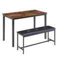 thumbnail image 7 of Bar Table with 2 Dining Benches, Kitchen Table Counter with Chairs, Industrial for Kitchen Breakfast Table, Living Room, Party Room, Brown and Black,43.3″L x 23.6″W x 29.9″H, 7 of 7