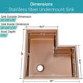 thumbnail image 4 of Strictly Sinks 30” Workstation Corner Kitchen Sink – Copper Single Bowl 16 Gauge Stainless Steel Corner Sink, 4 of 10