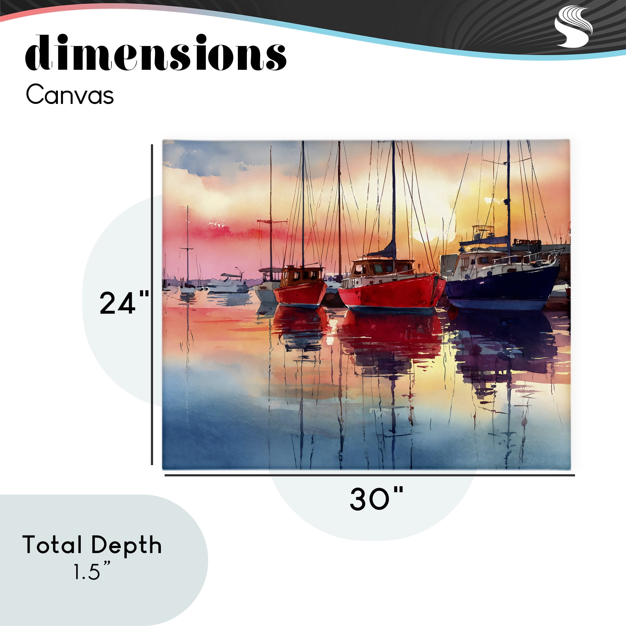 Stupell Industries Red & Blue Boats at Sunset Canvas Wall Art, design by Franklyn Gregory
