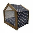 thumbnail image 2 of Fox Pet House, Orange Small Forest Animal Portraits Pattern on Abstract Dotted Blue Backdrop, Outdoor & Indoor Portable Dog Kennel with Pillow and Cover, 5 Sizes, Navy Blue Orange, by Ambesonne, 2 of 5