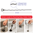 thumbnail image 6 of Dr. Rooter 20" Drain Snake with 46 Trap Spikes, Non-Toxic & Reusable, 2 Pack, 6 of 10
