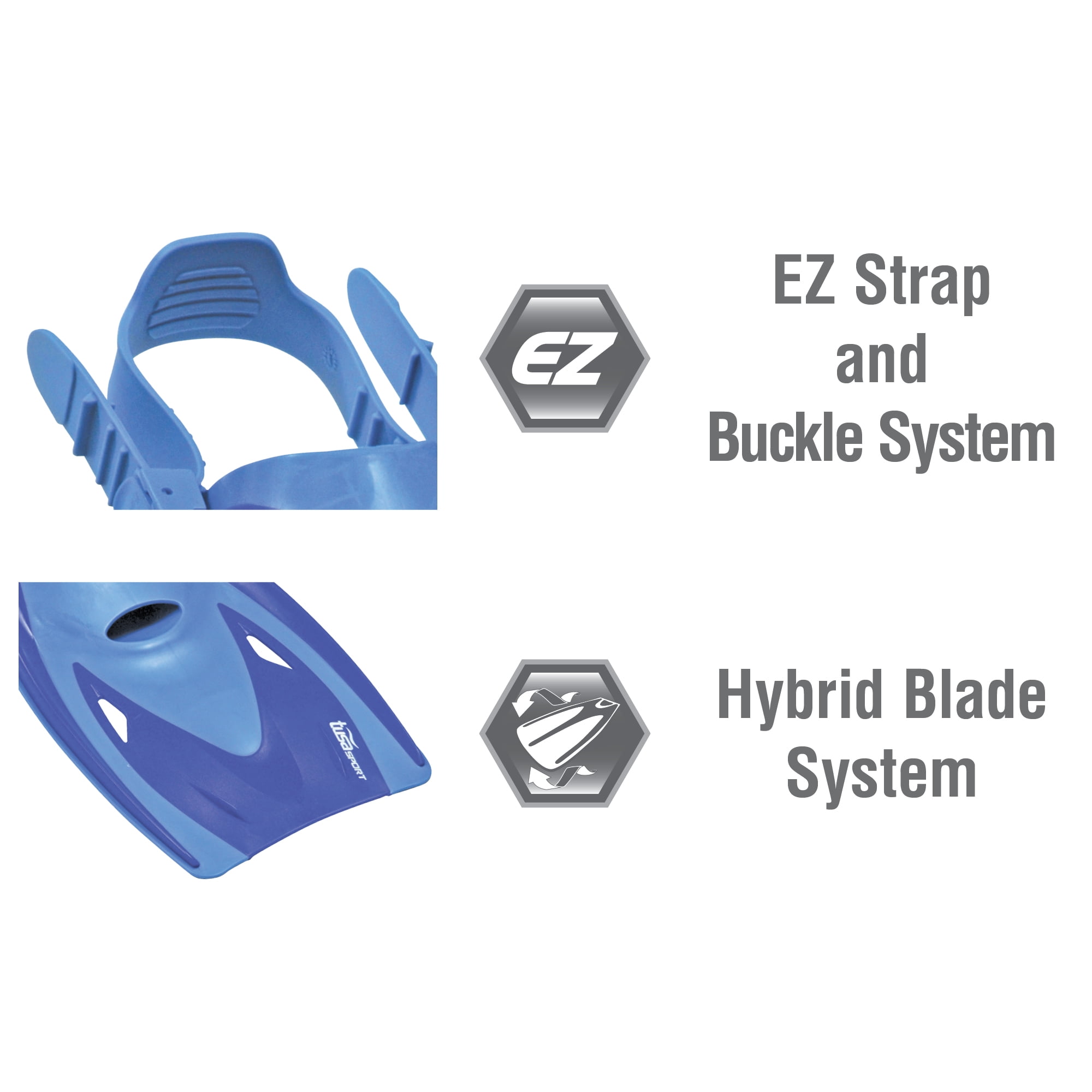 TUSA Sport UF-21 Long Blade Snorkel Fins, Small, Blue