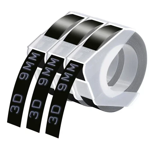 3Pk For Dymo Organizer Xpress / Express Pro Embossing Label Makers 3D Black Tape
