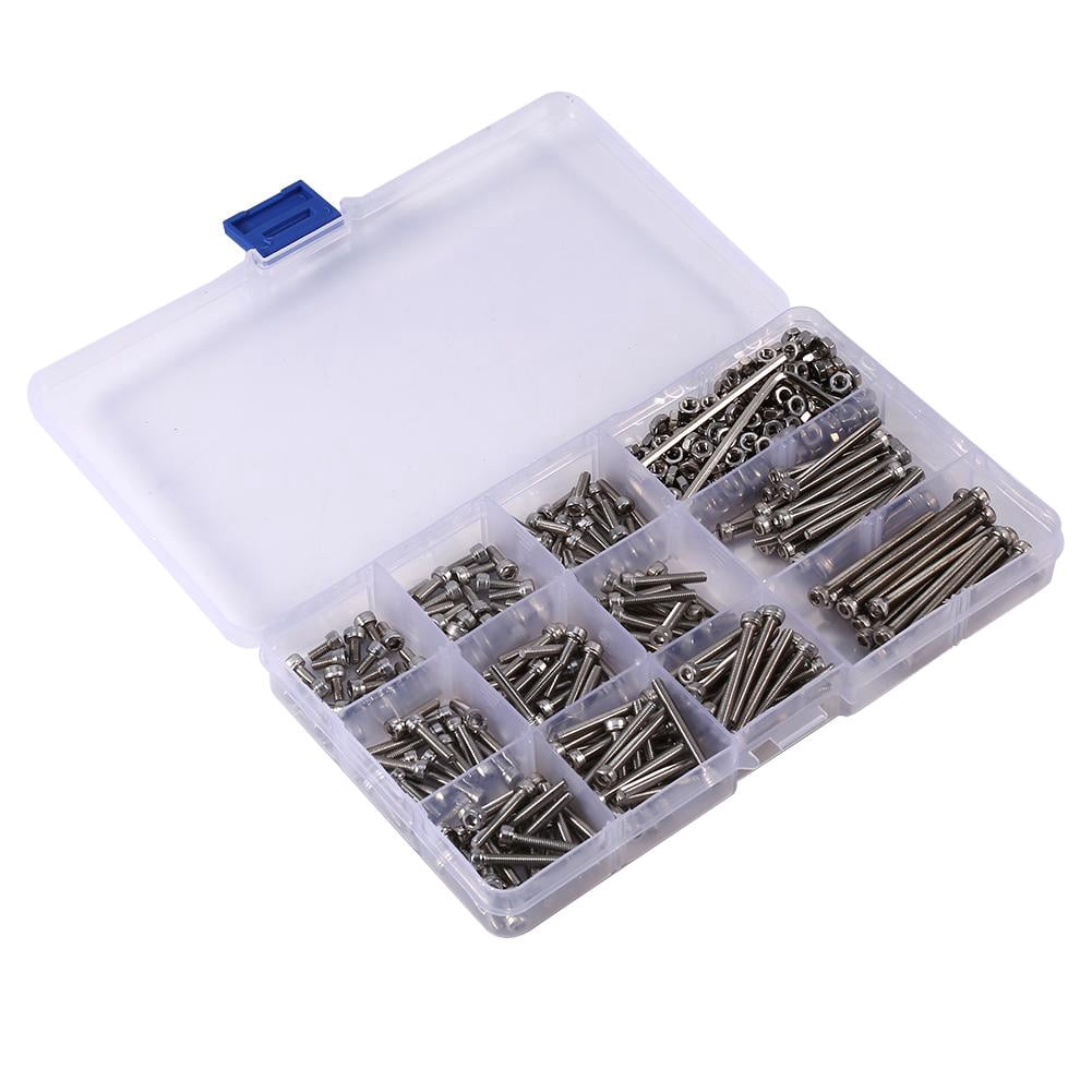 Gegong Nuts,Screws,440pcs M3 Stainless Steel Hex Head Socket Screws And Nuts Assortment 2 Hex Keys