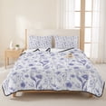thumbnail image 3 of Twin XL Quilt Set 68''x98'', Elegant Purple Flowers Lightweight Bedspread Coverlet Set with 2 Pillow Shams, Spring Floral Botanical Summer Breathable All Season Quilt Bedding for Dorm/Guest Room, 3 of 9