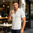 thumbnail image 6 of KLHDSF Men's Textured Knit Polo Shirts 1/4 Zipper Shirts Short Sleeve Casual Lightweight Golf Shirt White M, 6 of 7