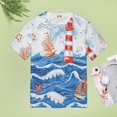 thumbnail image 4 of Lighthouse Sailboats Waves Womens Tops Women's Fashion Casual Short Sleeve Flower Print Round Neck Pullover Top Blouse, 4 of 7
