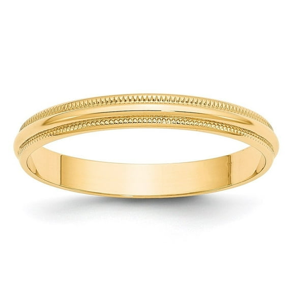 Auriga Fine Jewelry 14K Yellow Gold 3mm Migraine Half Round Wedding Band Size- 10 for Women