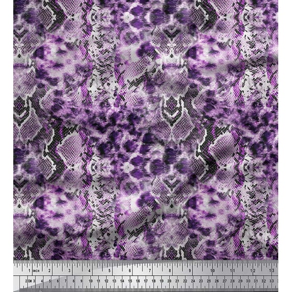 Soimoi Purple Rayon Fabric Leopard & Snake Animal Skin Print Fabric by the Yard 42 Inch Wide