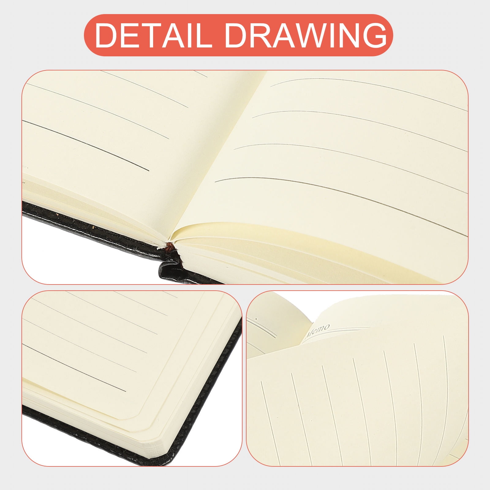 FRCOLOR Business Writing Notebook with Lined A4 Paper for Daily Planning Black PU and Paper 210x297mm