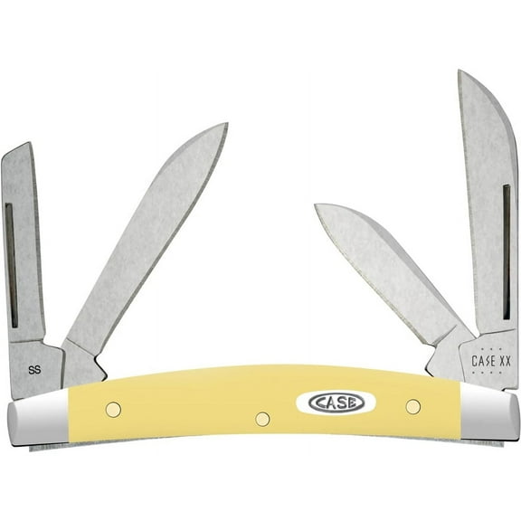 Case Small Congress Pocket Knife 1.86" Spear, Sheepsfoot, Pen and Coping Tru-Sharp Bowl Blade Synthetic Handle Yellow