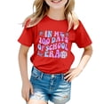 thumbnail image 1 of Chemises Filles Rentrée des Classes Imprimé Haut d'Été avec Manches Trois Quarts Hauts Enfants Filles Rouge 10 Ans-12 Ans, 1 of 4