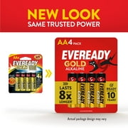 Eveready Gold Alkaline AA Batteries, 4 Pack of Double A Batteries