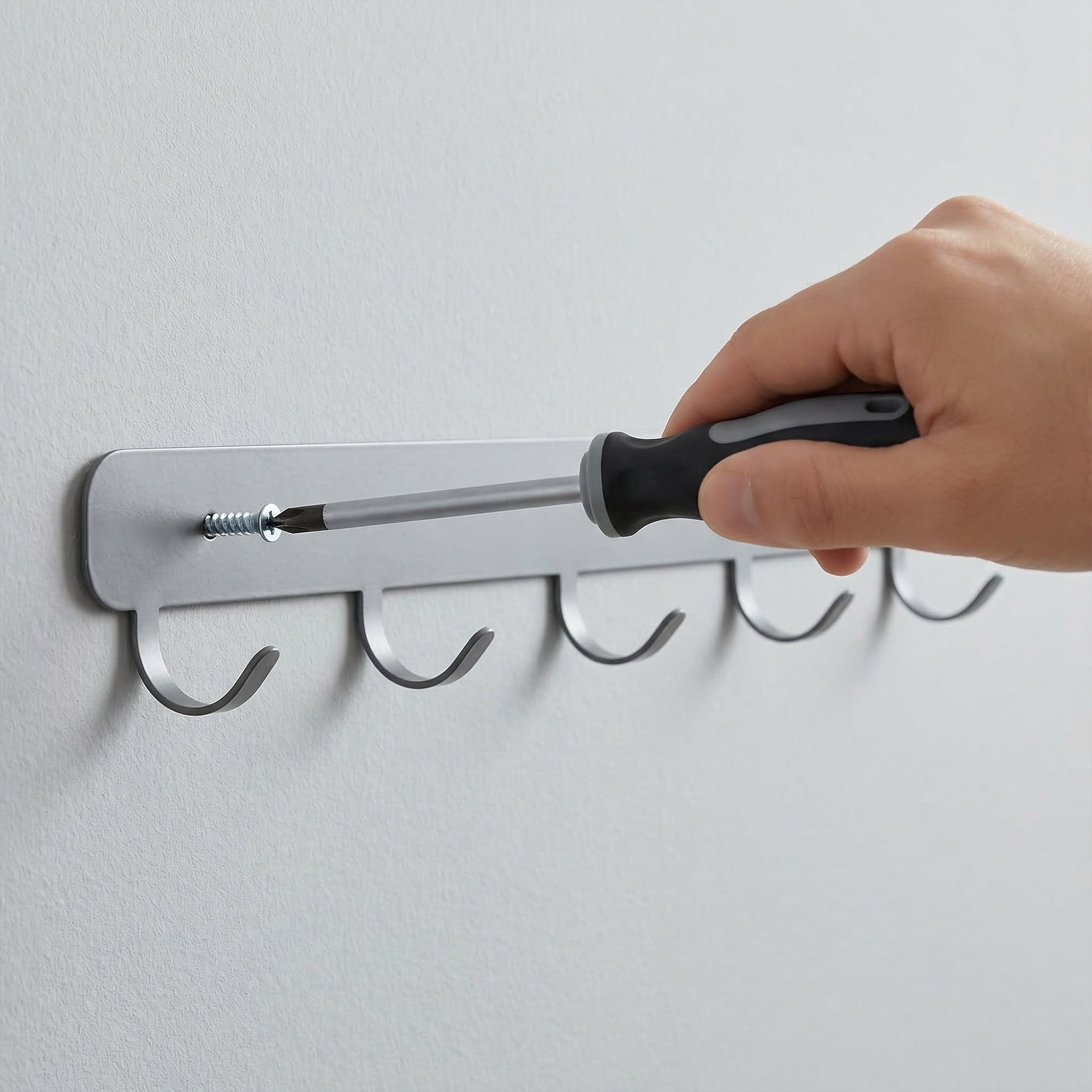 Unique Bargains Coat Rack Wall Mount Metal 5 Hooks Hat Rack for Entryway Bathroom Gray