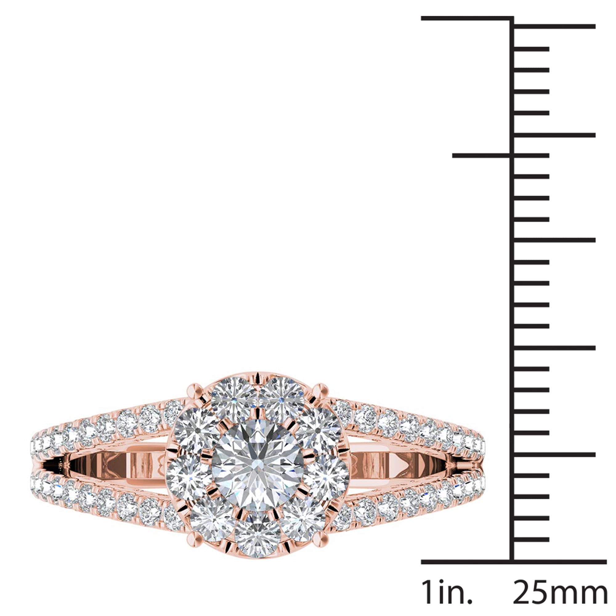 1 Carat T.W. Diamond Split Shank Single Halo 10kt Rose Gold Engagement Ring